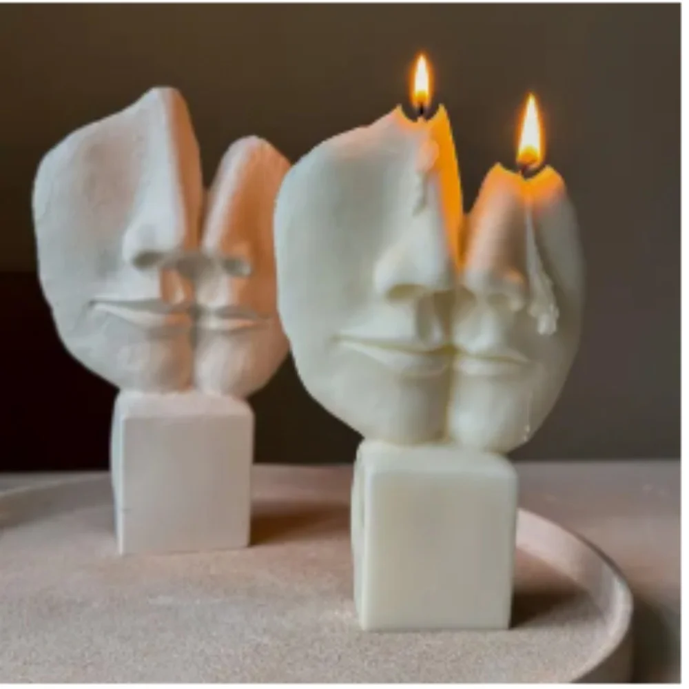 Romantische Abstrakte Liebespaar-Silikonform für Kerzen, 3D-Form für Küssende Gesichter, Wachsform für DIY-Geschenke aus Harz und Gips