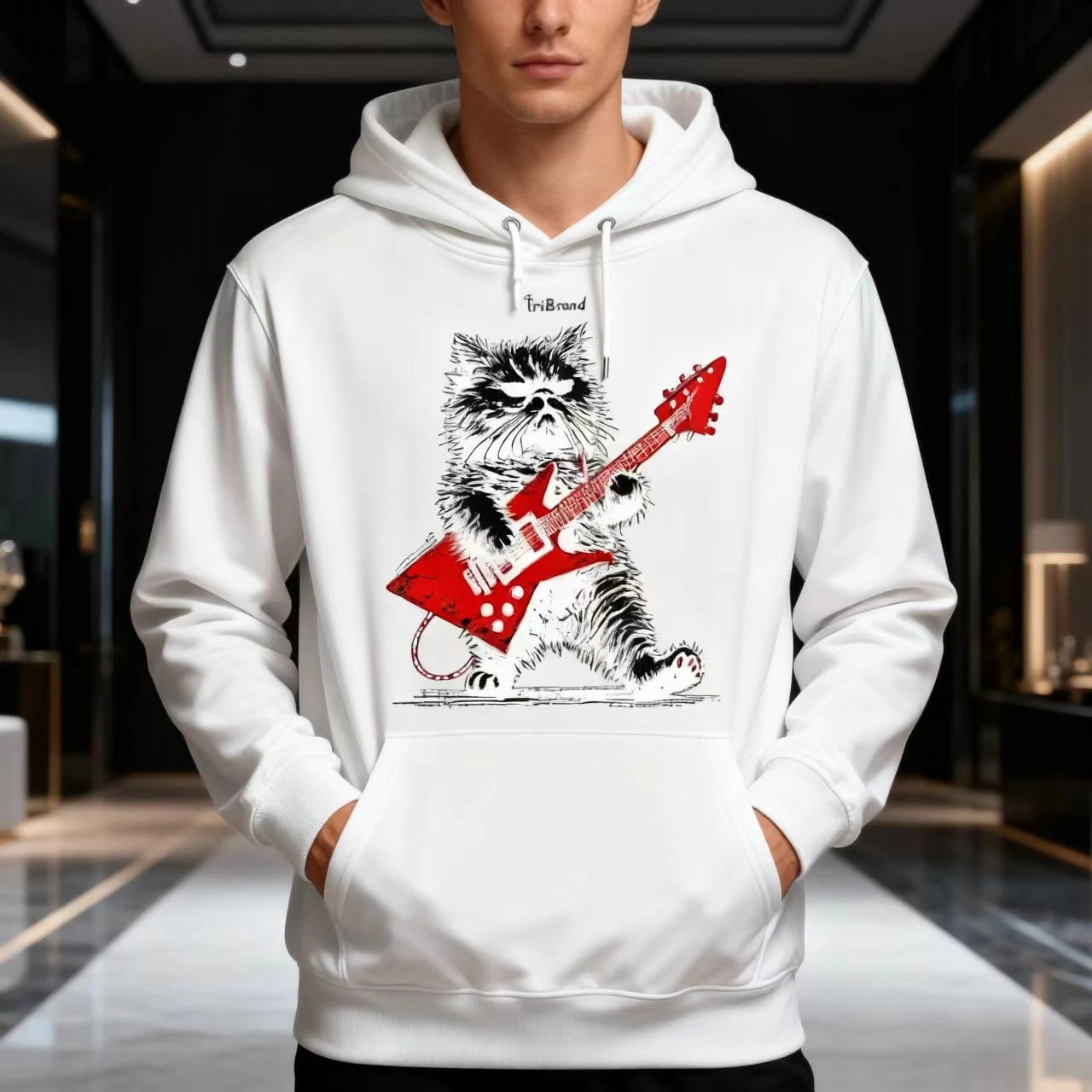 

The 2026 new printed hoodie for both men and women is a funny and comical cat creating a music autumn and winter sweatshirt