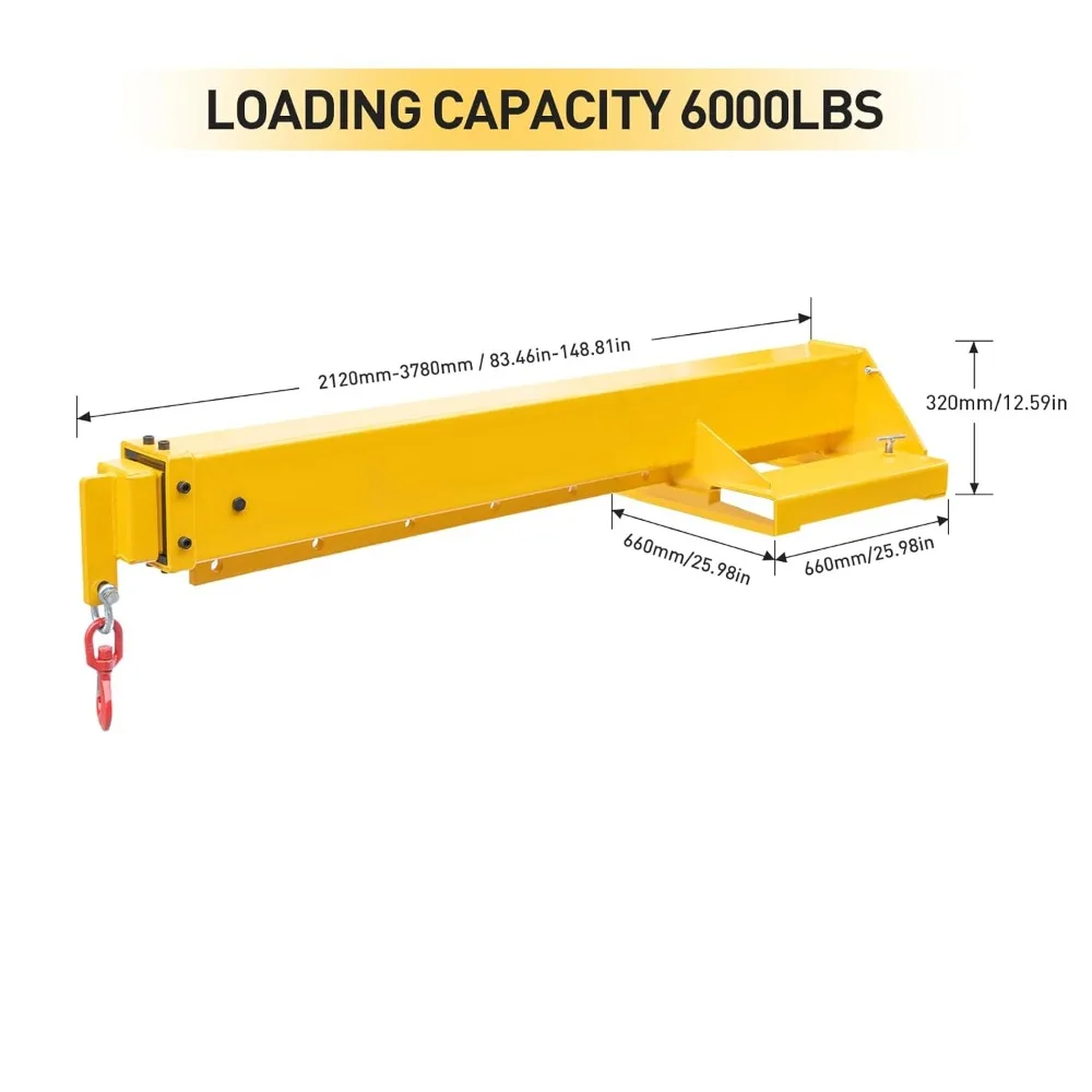 Adjustable Forklift Jib Boom Crane, Forklift Mobile Crane Manual Telescopes 83