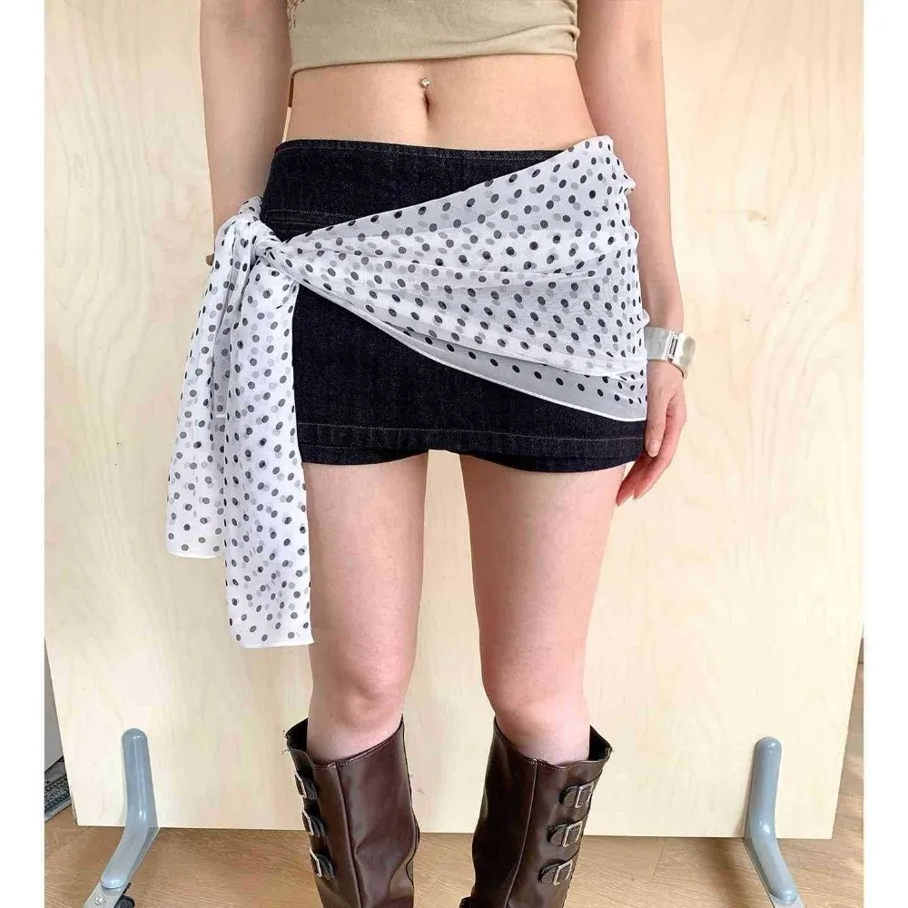 Accessory Polka Dot Pattern Decorative Skirt Versatile Lightweight Hip Scarf Thin Fabric Waist Belt Women Wear