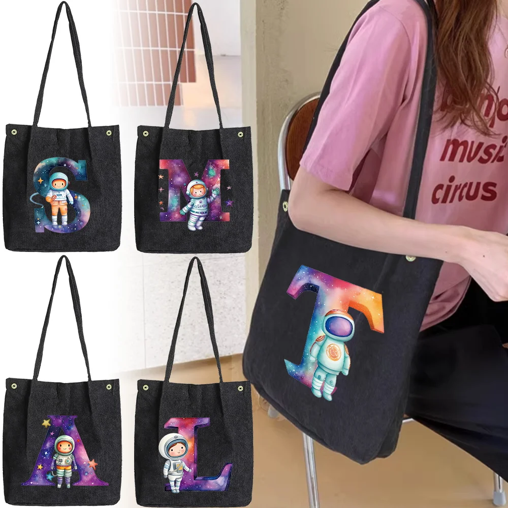 

New Women's Corduroy Shoulder Bag Fashion Handbag Large Capacity Lightweight Foldable Handbag Astronaut Series