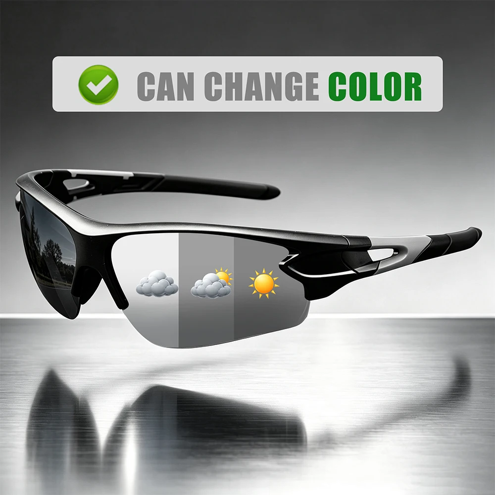 Sportliche photochrome Sonnenbrille für Damen und Herren, Outdoor, Radfahren, Angeln, Laufen, Fahren, modische Schutzbrille, UV400