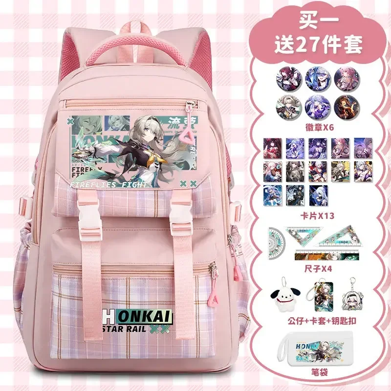 2025 New Japanese Sweet Game Honkai: Star Rail Anime Cos Jingliu Fu Xuan Bronya Imbibitor Lunae Etc. Unisex Campus Backpack Gift