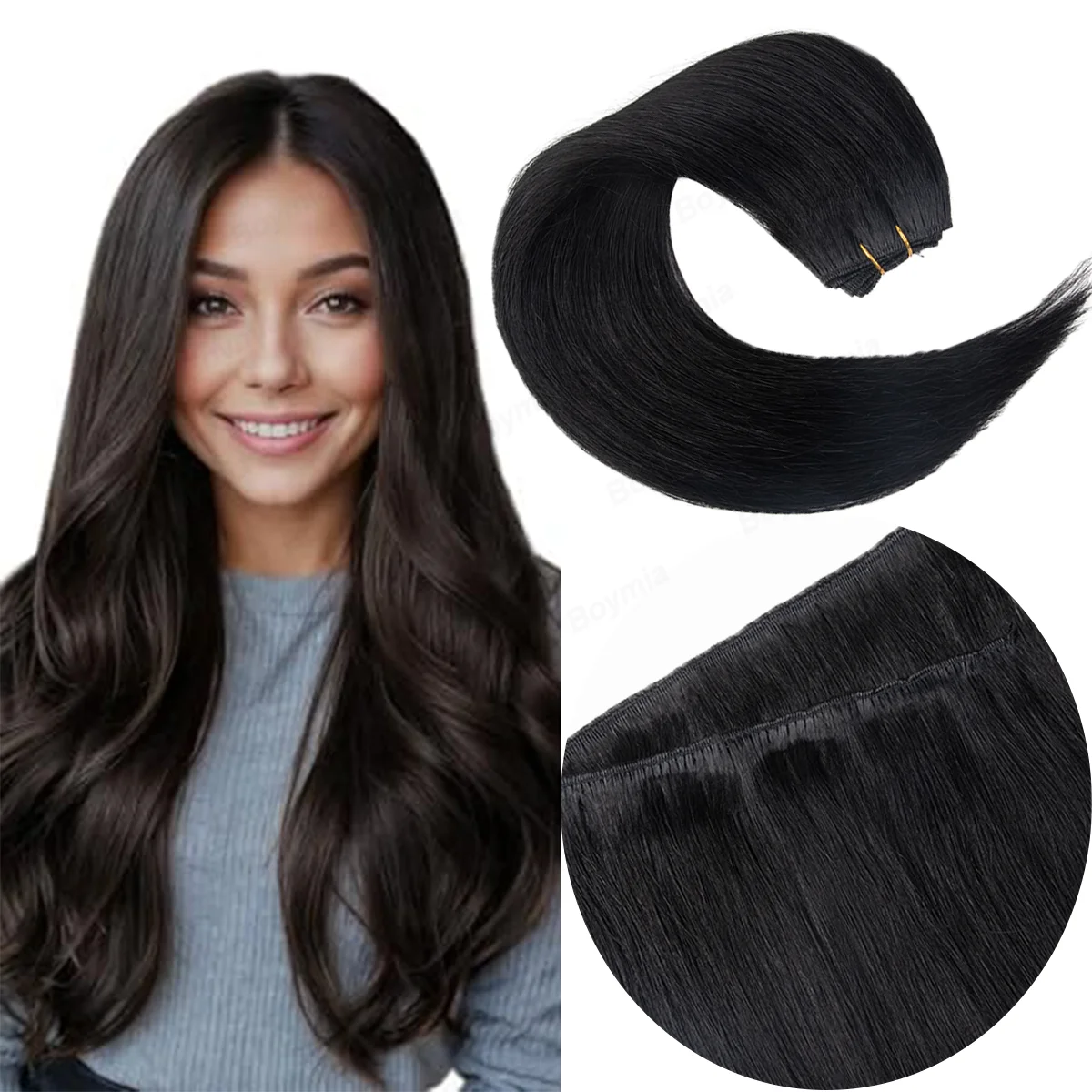 For Women Weft Hair Extensions Human Hair 12-24 Inch Sew In Real Human Hair Highlights Double Weft 50G