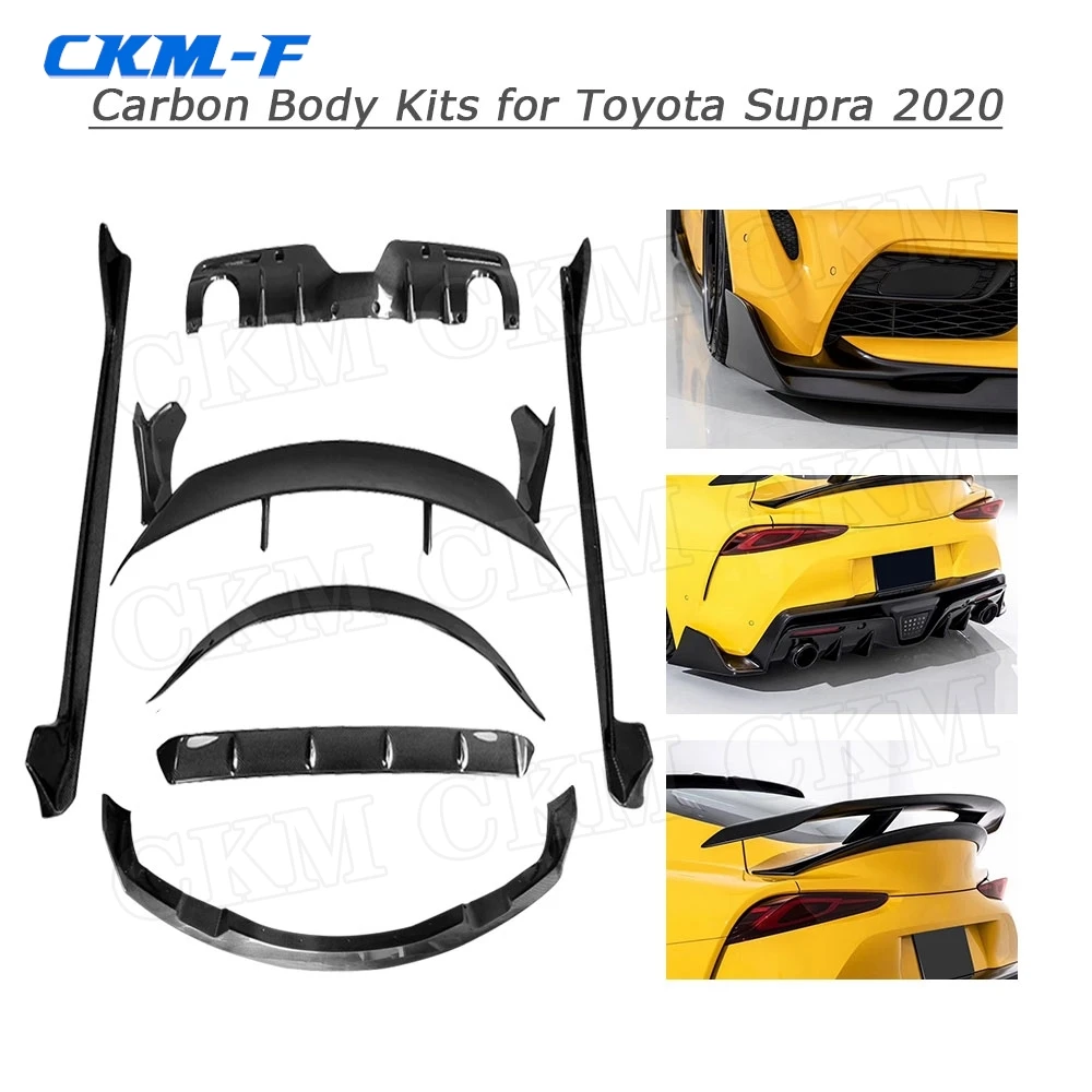 Carbon fiber Front Bumper Lip Rear Diffuser Side skirt Spoiler wing Flaps apron Body Kit Case For Toyota Supra A Style 2019 2020