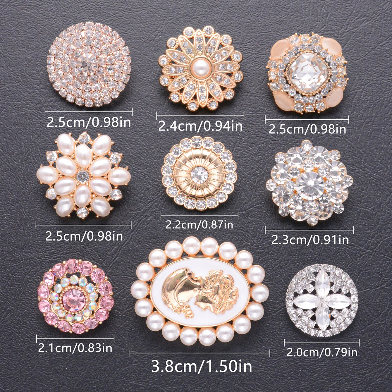 4pcs Vintage Luxury Rhinestone Pearl Shirts Buttons For Coat Jacket Sweater Dress Geometric Metal Sewing Buttons Accessories