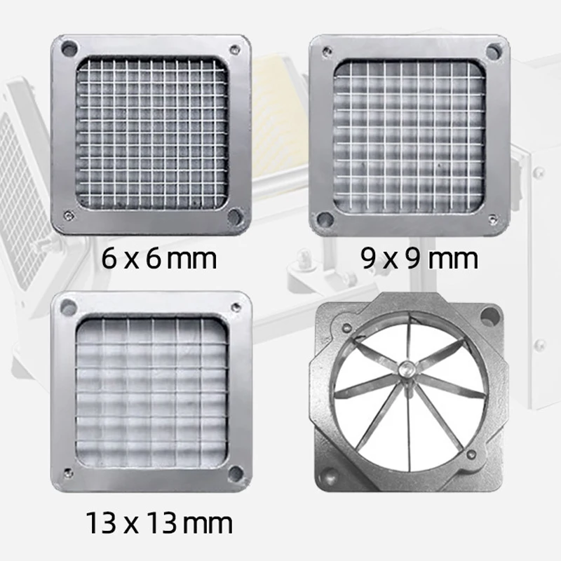 Cortador Eléctrico de Papas Fritas (con Rejillas de Cuchillas de 3 Tamaños) para Cortar en Tiras Zanahorias/Patatas Dulces/Patatas, Construcción de Acero Inoxidable