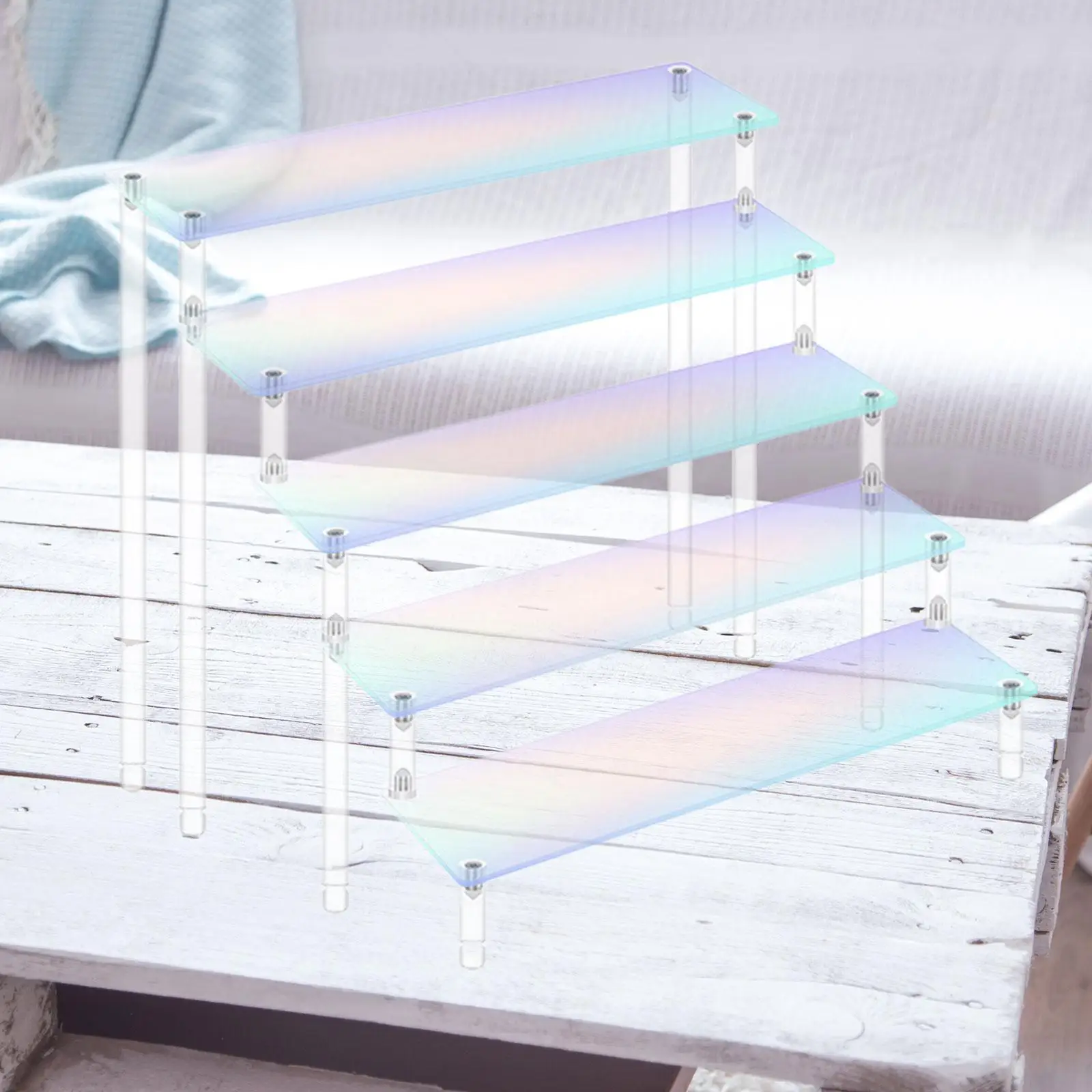 Acrílico Riser Display Shelf, Collectibles Display Stand para Buffets