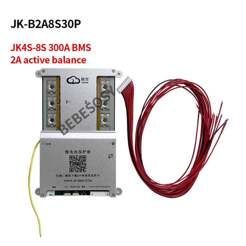 JK BMS 300A 4S 5S 6S 7S 8S Jikong Smart BMS Li-ion LiFePo4 2A Active Balance with Bluetooth APP Support LCD 12V 24V Smart BMS
