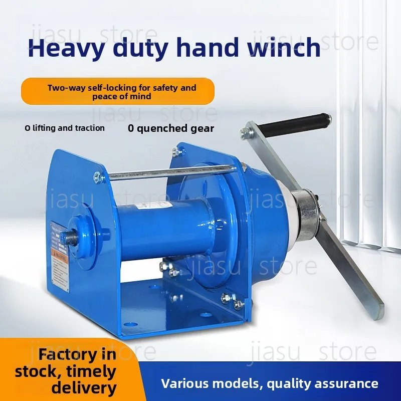 Manual Winch with Self Locking Brake, Heavy Duty Hand Crank Cable Winch, Small Lifting Hoist Machine
