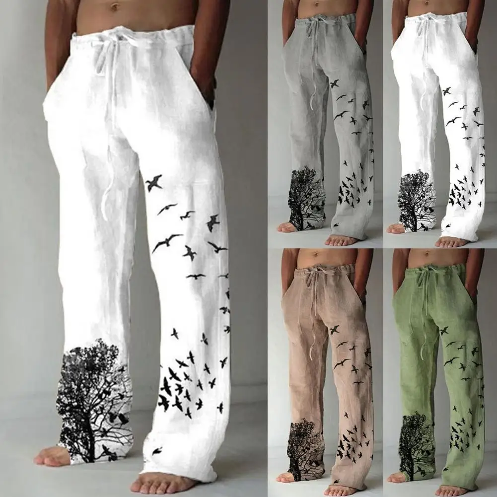 

Casual Pants Streetwear Loose Mid Waist Pants Animal Printing Men Men Pants for Home