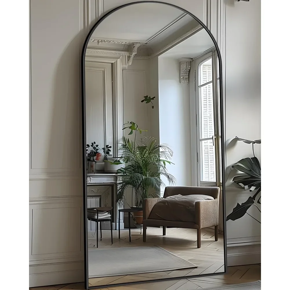 Miroir autoportant sur pied avec support, miroir sur pied, miroir de sol complet, miroir monté sur la face, chambre à coucher, 71 po x 28 po