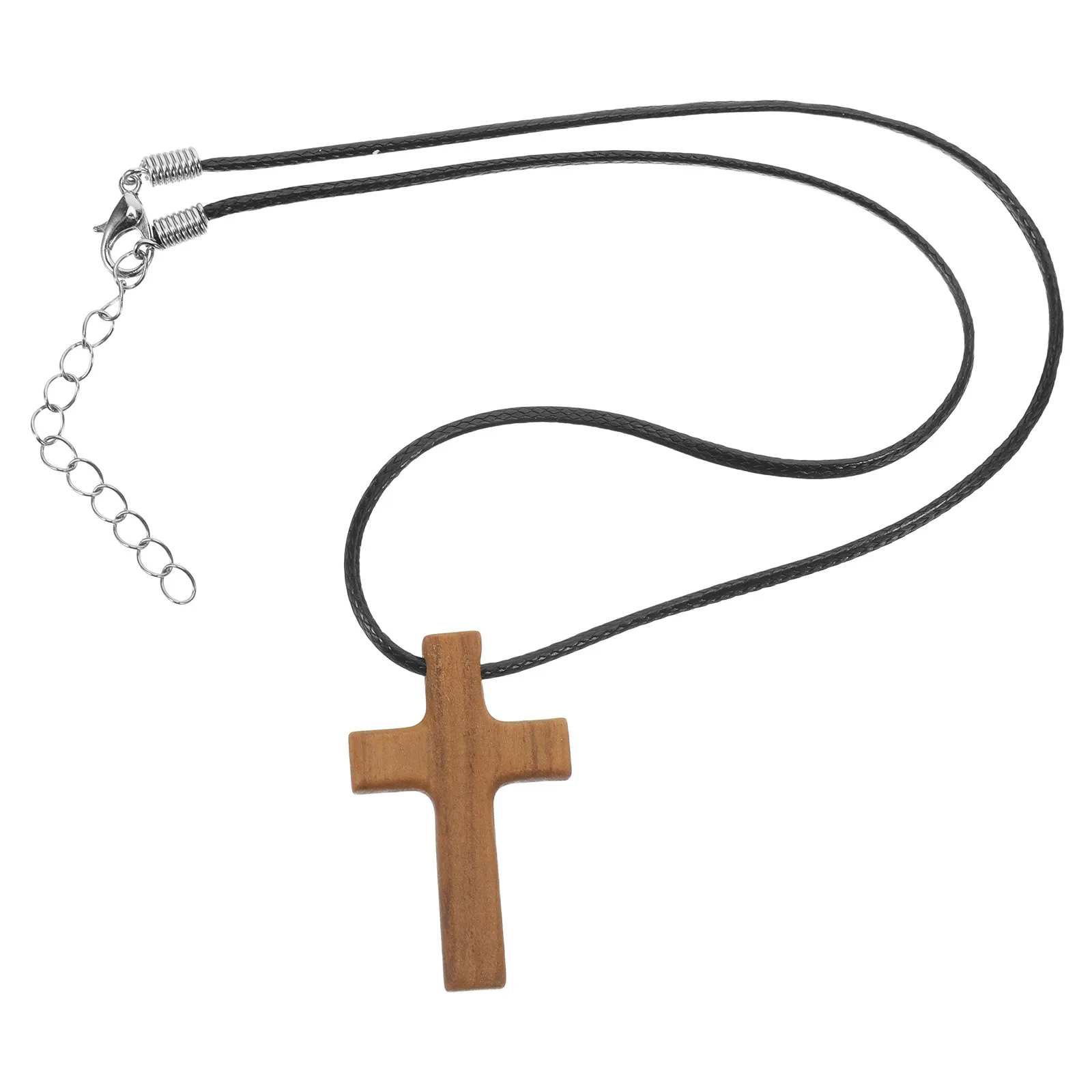 Wooden Cross Pendant Necklace Christian Jewelry Catholic Crucifix Pendant Party Favor Birthday Christmas Church Prayer Car