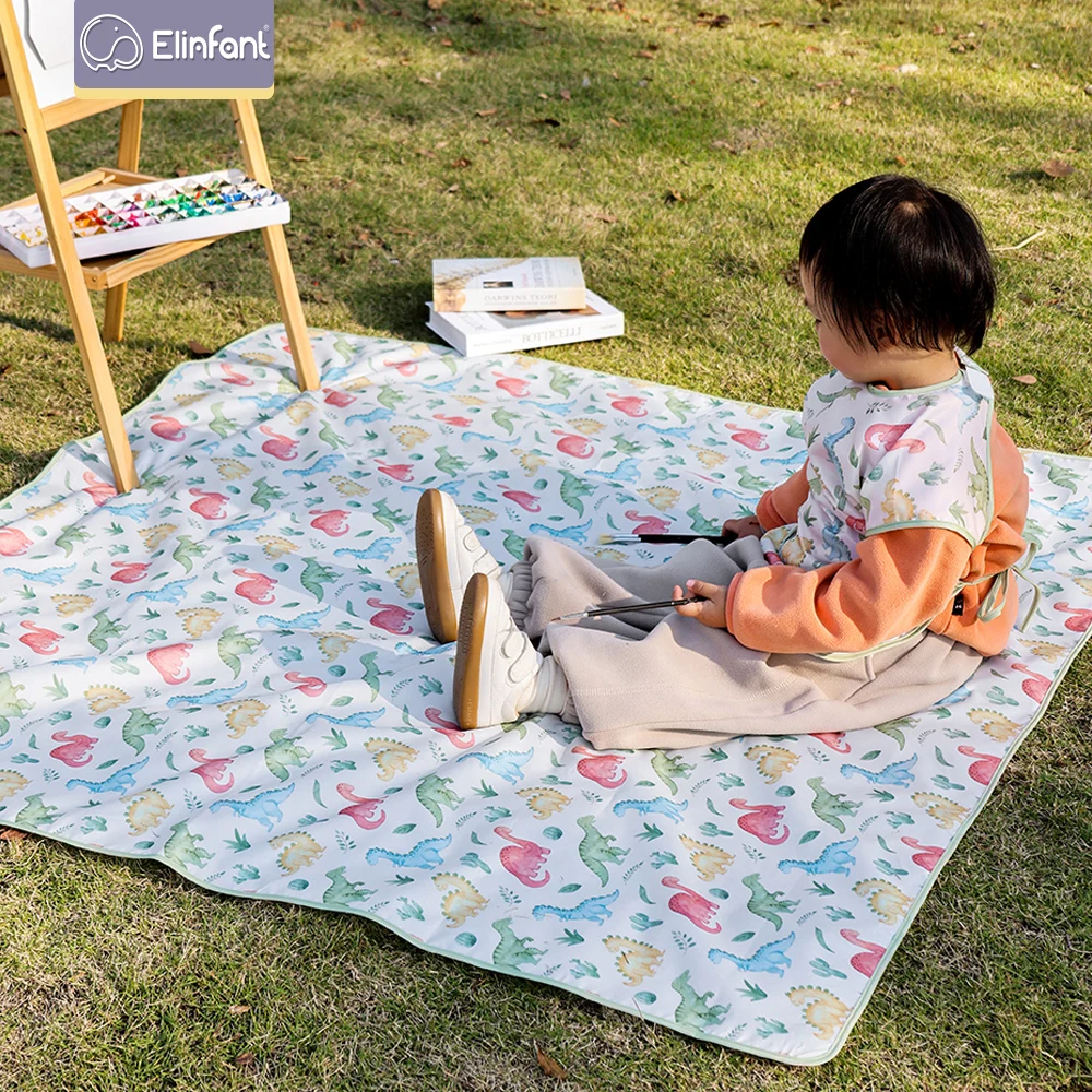 Elinfant Splat Mat for Under High Chair/Arts/Crafts, Washable Waterproof Anti-Slip Floor Splash Mat Portable Baby Play Mat