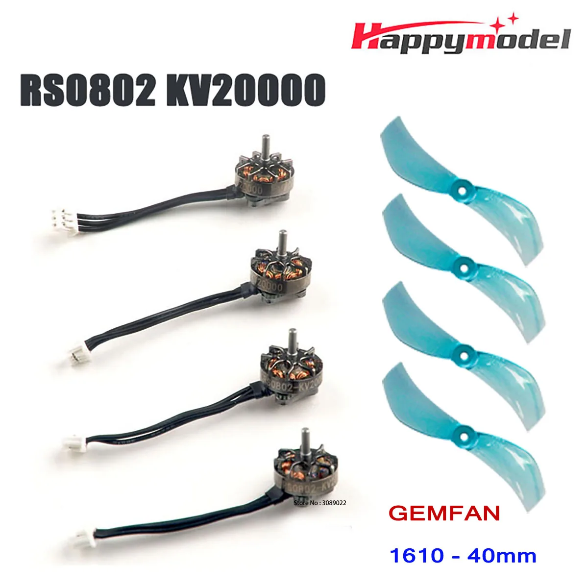 HappyModel RS0802 KV20000 1S Brushless Motor CW CCW For FPV Freestyle Mobula7 Mobula7 HD 1S Tinywhoop Drones  Gemfan 1610 Props