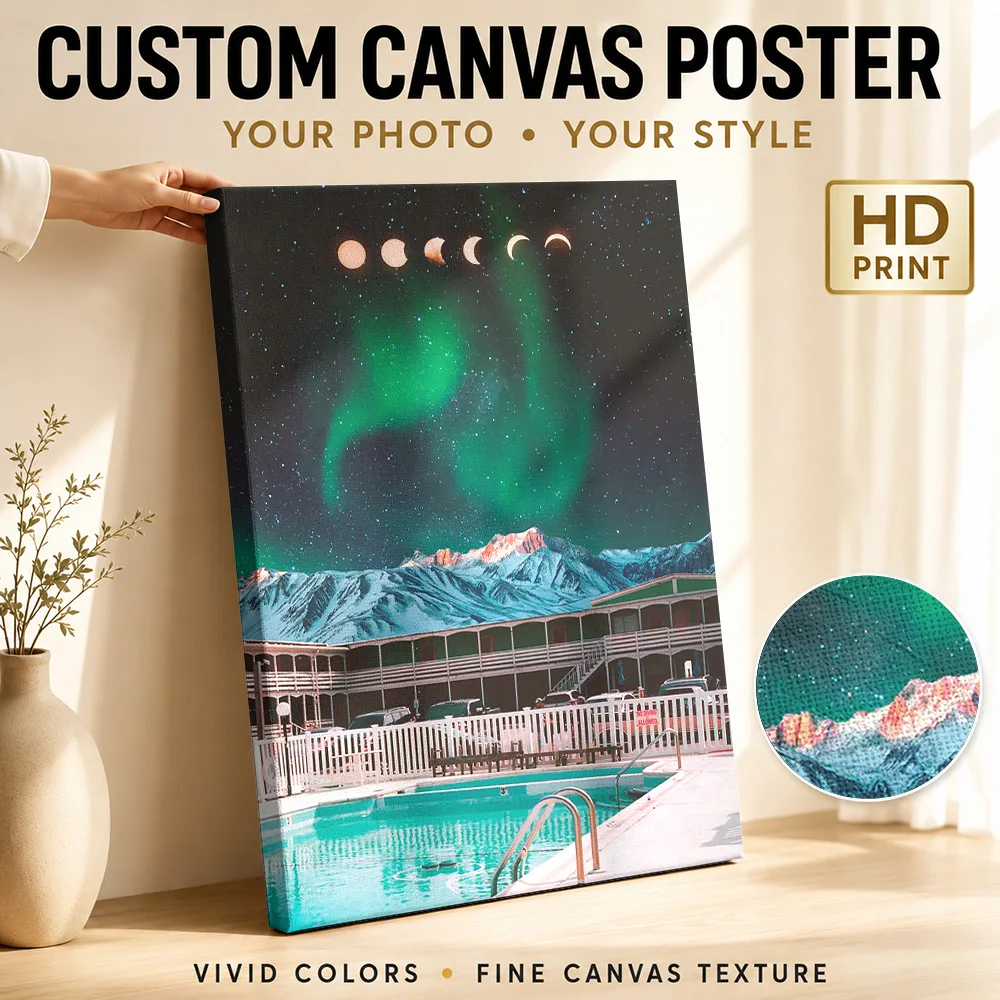 Dream Swimming Pool Canvas Painting Poster Custom Modern Aesthetic Canvas Wall Art for Living Room Bedroom Decor Ready to Hang