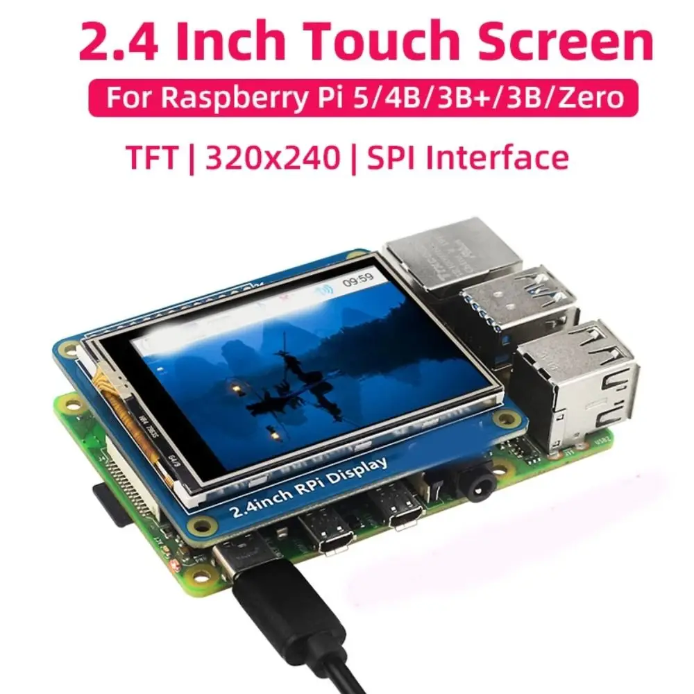 2.4 Inch Touch Screen 320x240 Resolution IPS Panel SPI Interface Display Wide Viewing Angle Display Module for Raspberry Pi