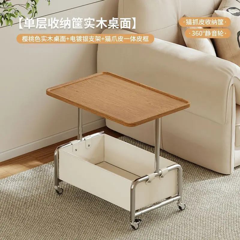 Creative Side Table Movable Coffee Table Modern Simple Sofa Side Cabinet Living Room Cart Shelf Small Table with Wheels