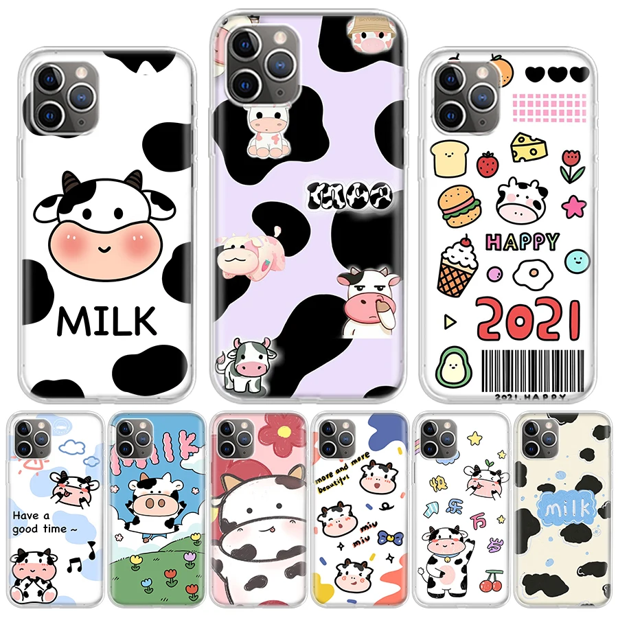 Dairy Cattle Cow Speckle Cute Phone Case For Apple iPhone 16 15 14 13 12 11 Pro Max XS XR X 7 + 8 Plus SE Soft Shell Cover Coque