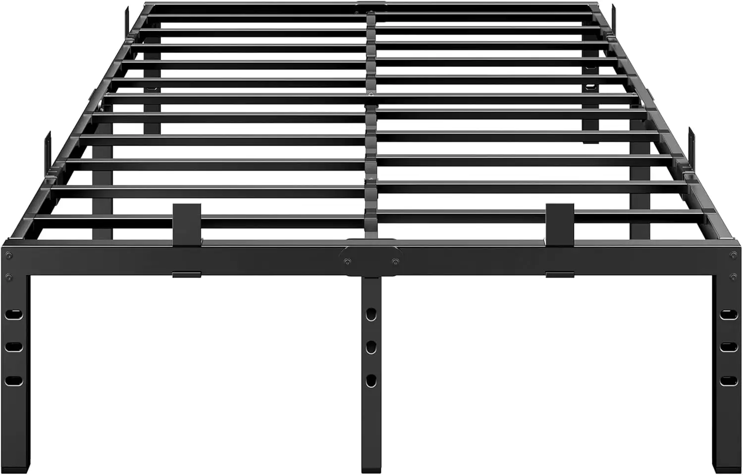 14 Inch Queen Metal Platform Bed Frame with Anti-Slip Retainers, Heavy Duty Sturdy Foundation, Easy Assembly Noise Free Black