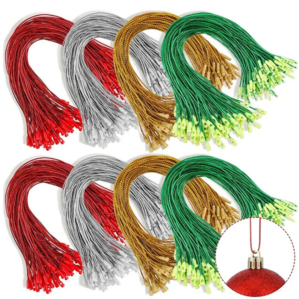 100Pcs Christmas Ornaments Hanger String Ornament Hook Ropes Precut String with Snaps Locking for Xmas Ornament Hanging Decor