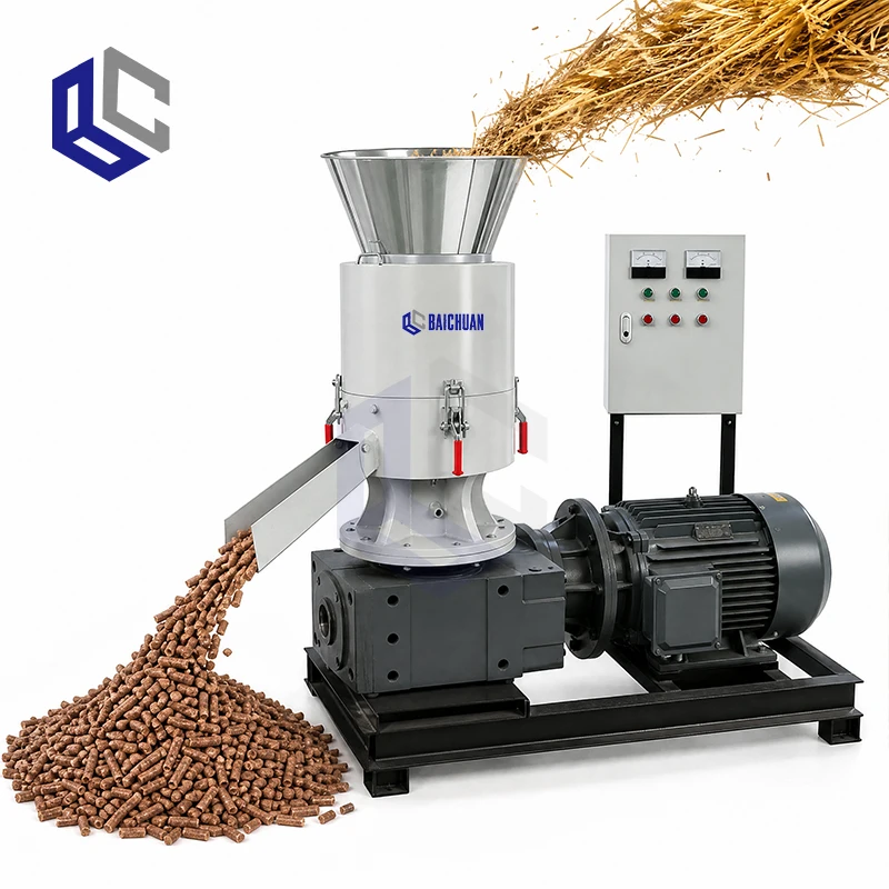 Industrial 150-600Kg/h Vertical Ring Die Biomass Sawdust Fuel Pellet Mill Wood Pellet Making Machine