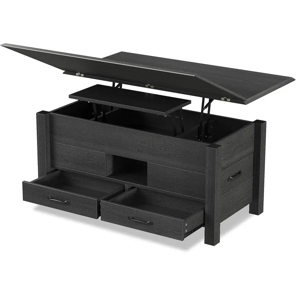 

Многофункциональный трансформируемый журнальный столик 39.4 с 4 ящиками и скрытым отделением, подходит для гостиной, столовой или холла.