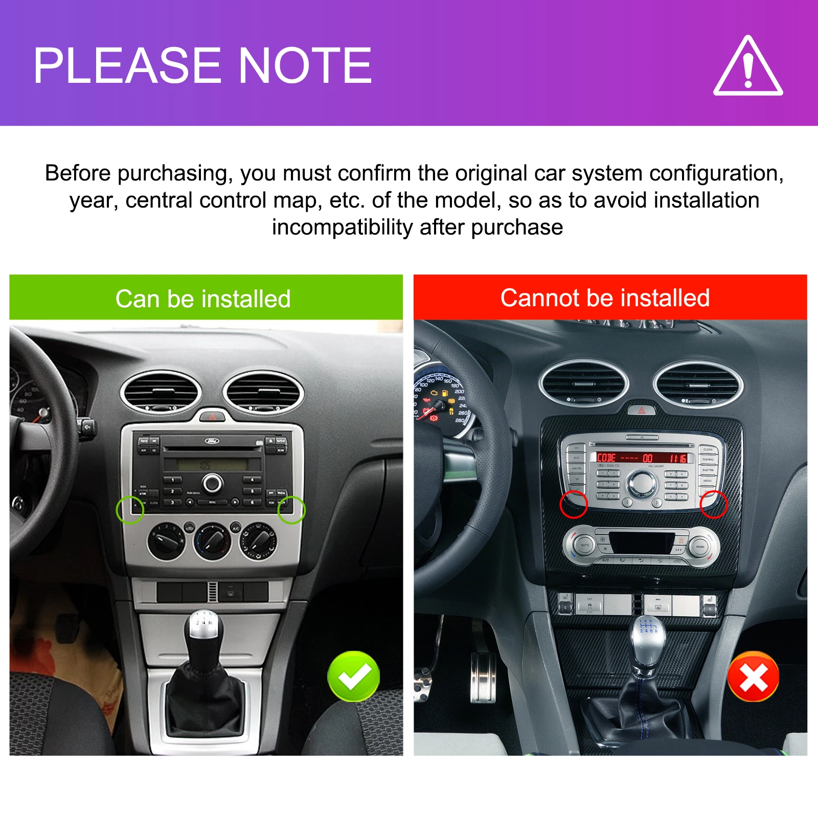 Podofo 7 "راديو السيارة اللاسلكي CarPlay راديو أندرويد لفورد فوكس/مونديو/S-Max Transit/Kuga Connect الوسائط المتعددة نظام تحديد المواقع RDS Autoradio #2