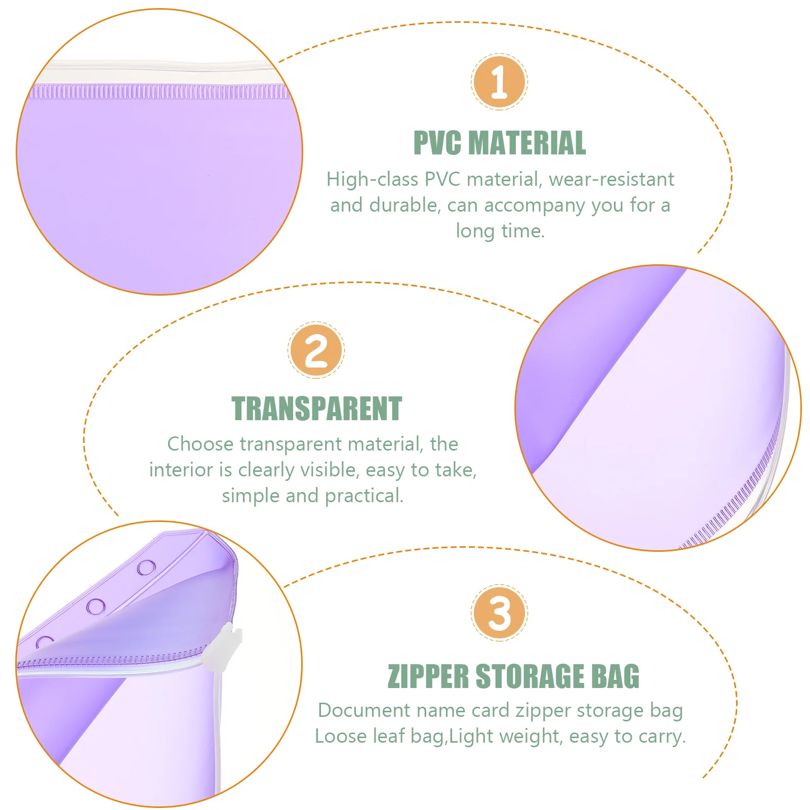 12 Pcs Zipper Bag Binder Pockets PVC Pouch Blinder Folders Loose-leaf Document Filing Storage Cards Holder