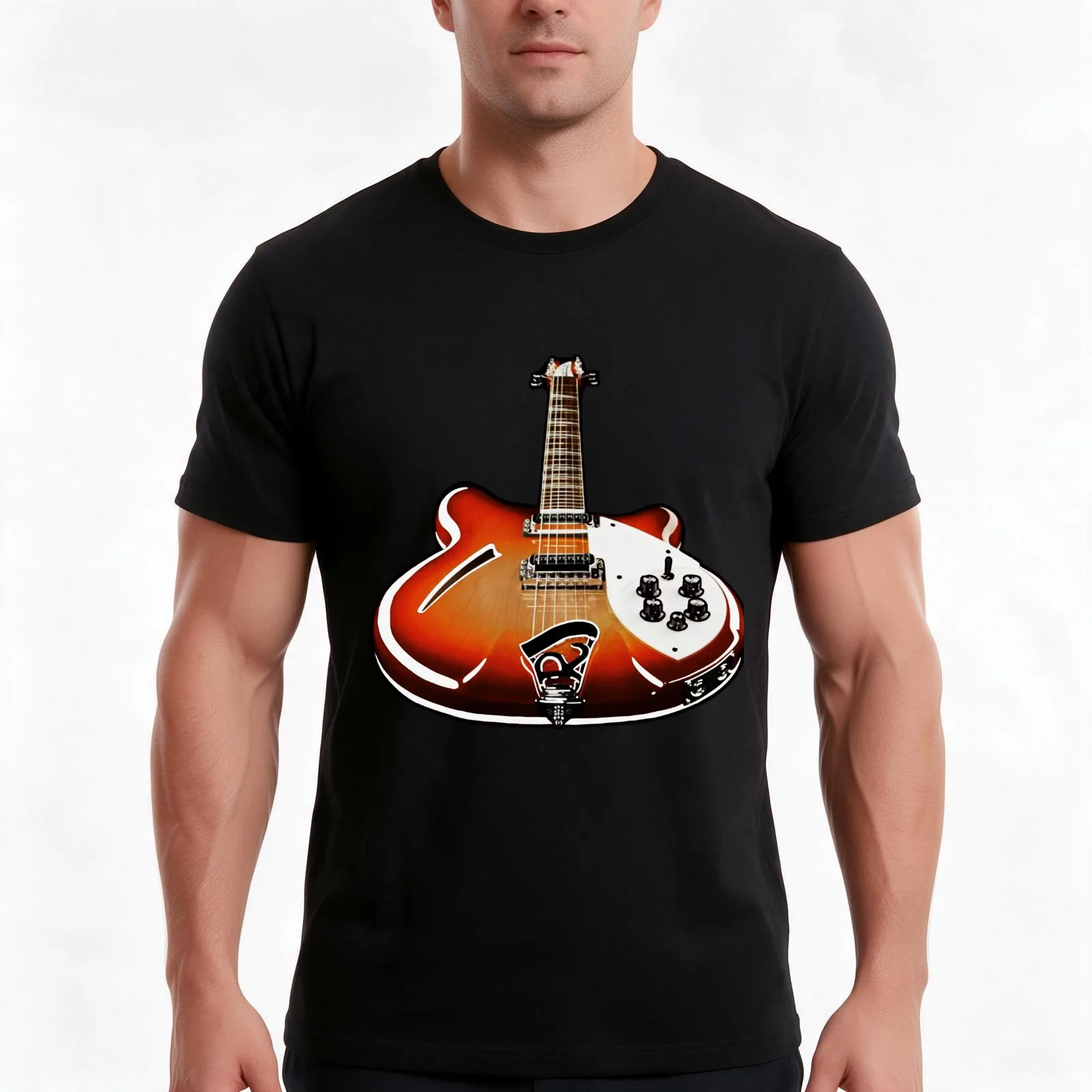 Vintage Rickenbacker 360 12 classic sixties electric guitar Art Sunburst Pop Art T-Shirt, Summer Casual Cotton Tee, 100% Cotton