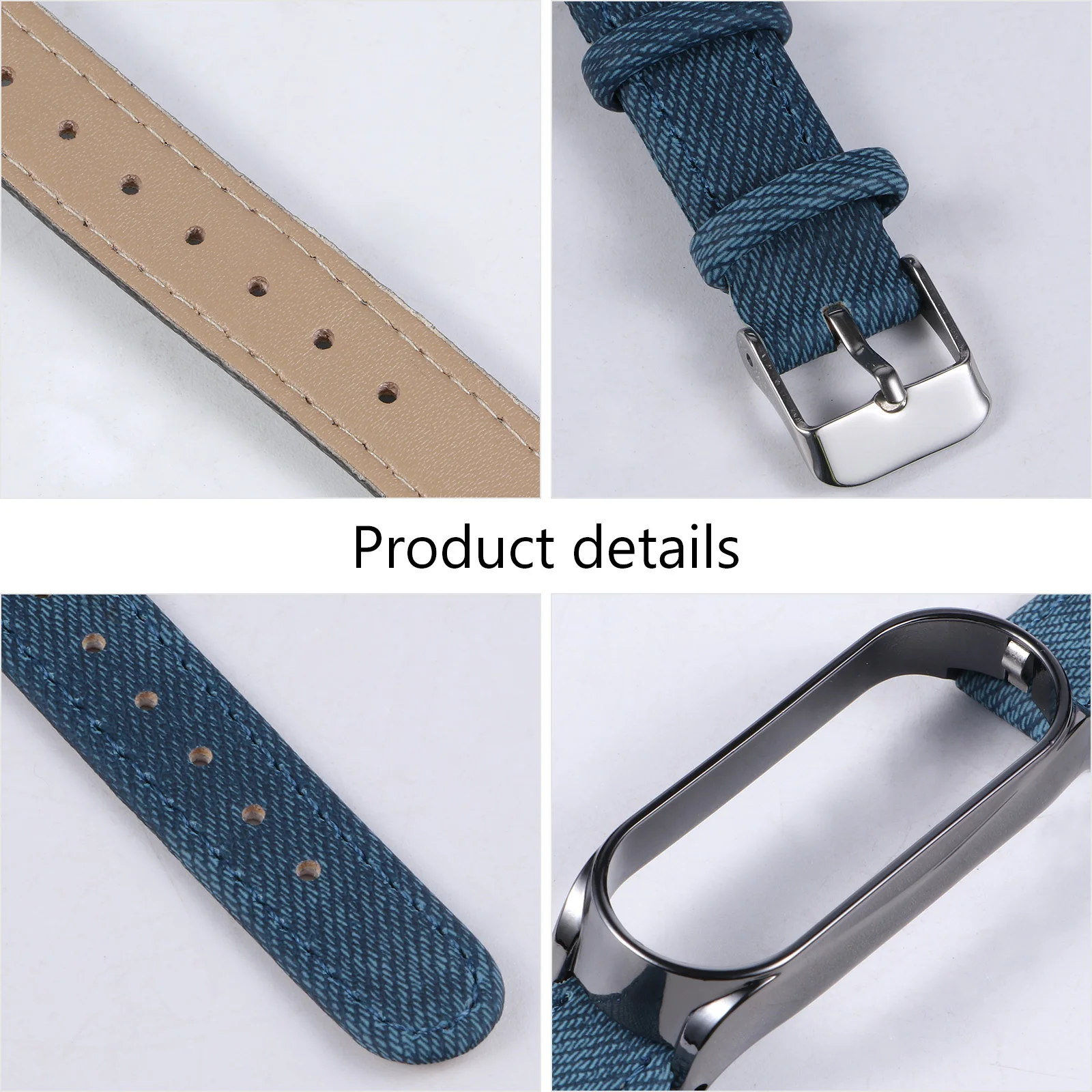 

Blue Denim Retro Watch Strap Adjustable Replacement for 5 5 NFC Smart Watch Durable Comfortable Watchband