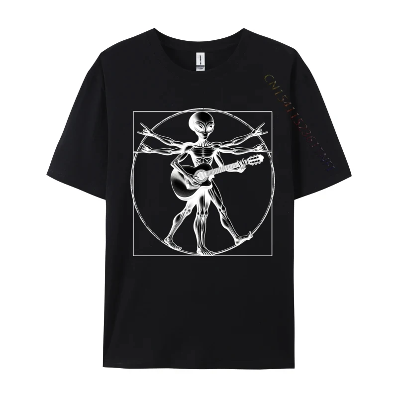 Vitruvian Man Alien Guitarist Guitar Rocker Music Festival Funny 3D Printed Man Top T-Shirts Faddish Camisa Cotton