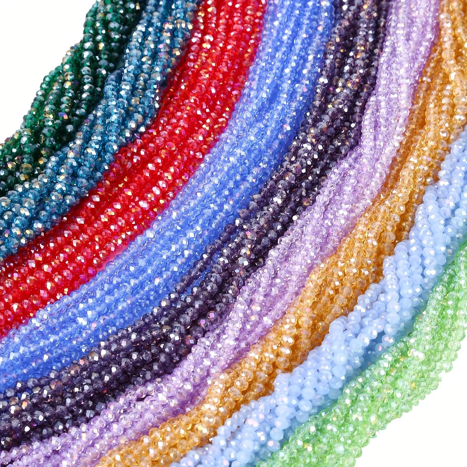 10 Strands 4mm Crystal Rondel Coating colors Faceted Glass Beads For Jewelry Making DIY Female Bracelet Necklace Jewelry