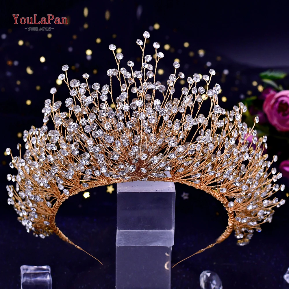 TOPQUEEN-Coroa do casamento para a noiva, acessórios do cabelo do diadema, Headwear do casamento, tiaras nupciais, concurso Headband, jóia do cabelo da princesa, HP193P