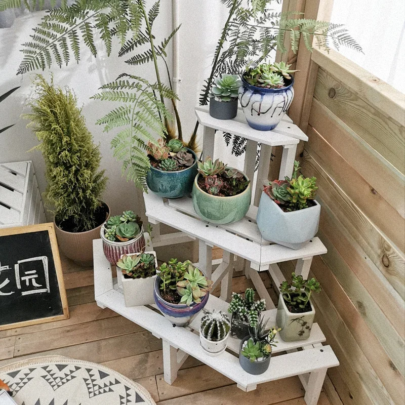 Balcony corner flower stand, floor-to-ceiling fan corner, triangular shelf