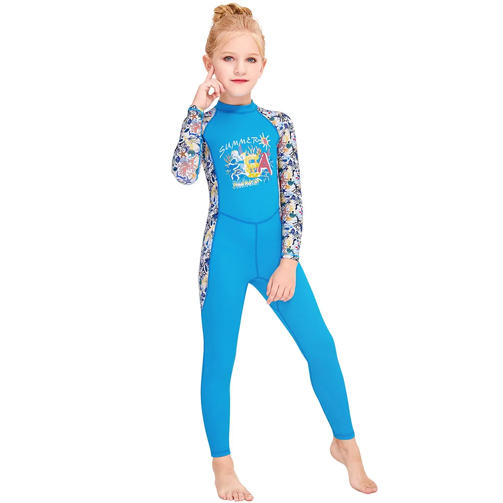 Crianças maiô de corpo inteiro para meninas meninos rash guard manga longa wetsuit pele uma peça crianças roupa de banho, esportes aquáticos secos rápidos