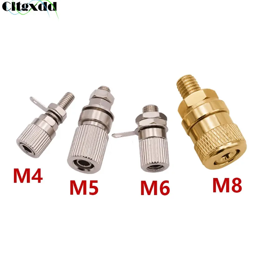 1Pcs 4mm Banana Female Socket Wiring Terminal Connector Copper Nickel Plated M4 Speaker Amplifier High Current Grounding Column