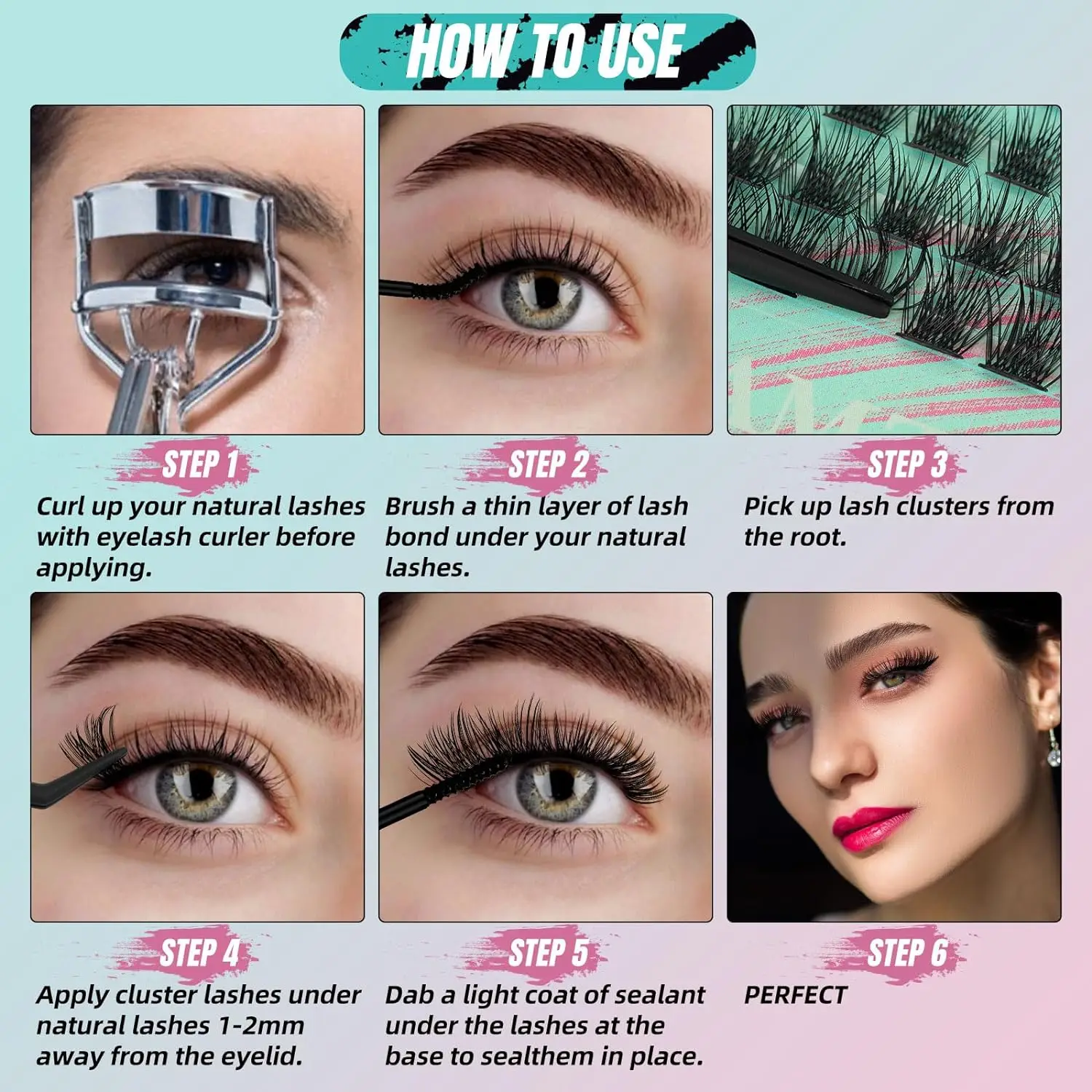 Ailalshl 12 Lijnen Dly Wimper Extensie Gesegmenteerde Cluster Gemakkelijk Make-Up Big Eye Secret Super Natuurlijke Lash Glitter Vooraf Gemaakte Wimpers