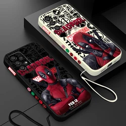 Marvel Superhero Deadpool Phone Case For Samsung A55 A53 A33 A52 A32 A71 A51 A21S A35 A25 5G Liquid Left Rope Funda