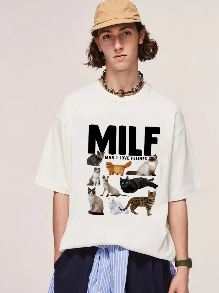 Milf Cat Dog Painting T-Shirt Women Summer Casual Oversized Vacation Beach T Shirt Cute Aesthetic Holiday Tops