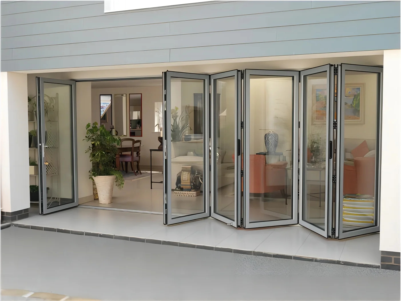 Exterior Patio Doors Modern Waterproof Glass Bifold Door for House Thermal Break Aluminum Accordion Type Folding Door