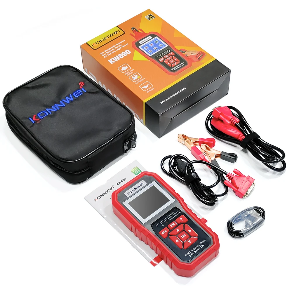 KONNWEI KW890 Oil Reset OBD2 Scanner Car Professional Battery Tester Analyzer Engine Check Automotive Code Reader Diagnose Tool