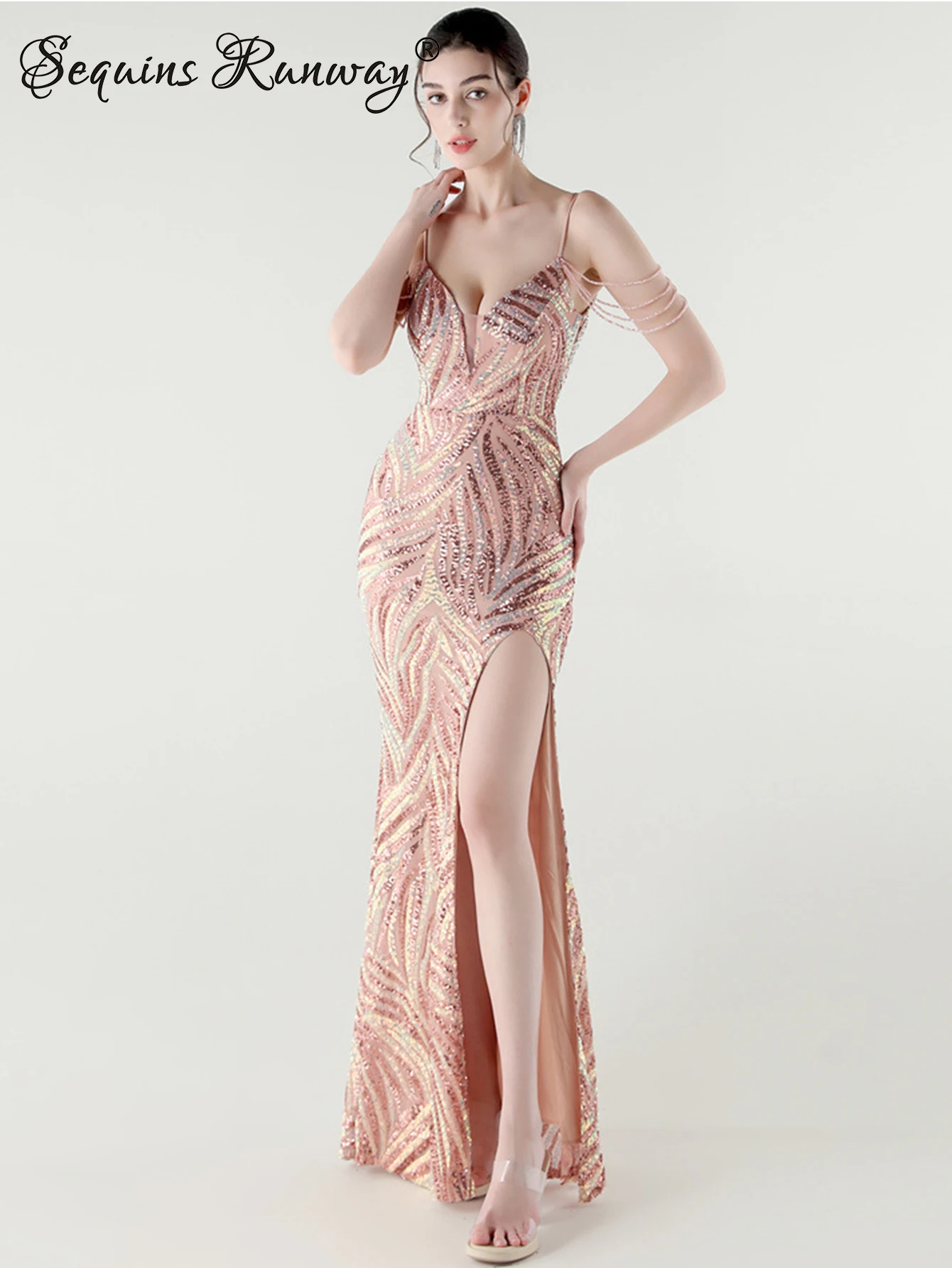 Sexy backless slip schwarz pailletten sommer kleid frauen elegante geburtstag party lange kleider frau luxus prom abendkleider vestido