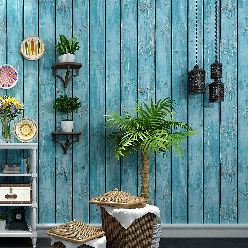 Retro Vintage Distressed Wallpaper Wood Plank Pattern for Bar Fashion Women Clothing Store Barber Shop Decorative Wood Grain Wal
