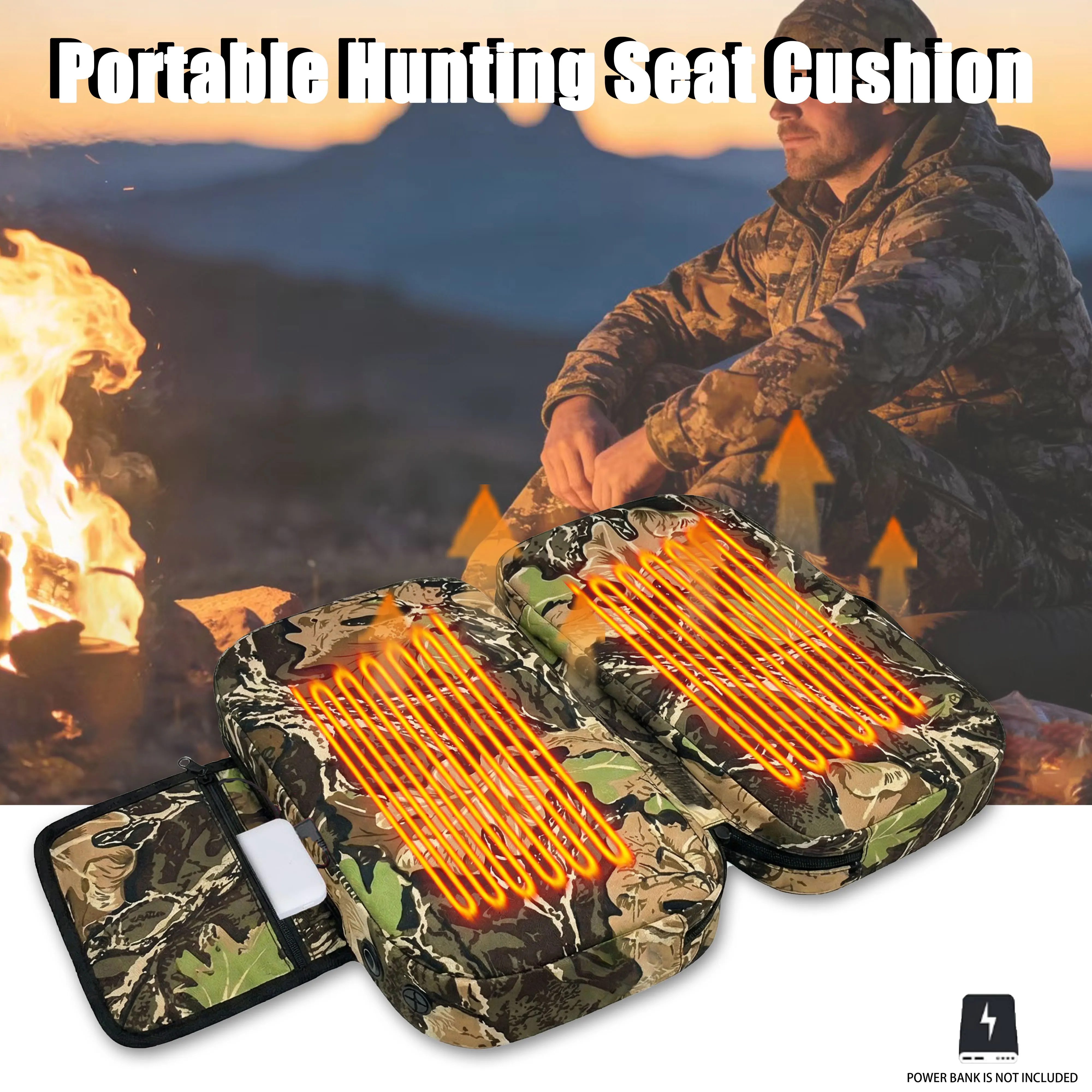 

Portable Heated Hunting Seat Tree Stand, USB Comfort Foldable Heating Seat Mat, Suitable for Outdoor Stadium Ice Fishing, Campin
