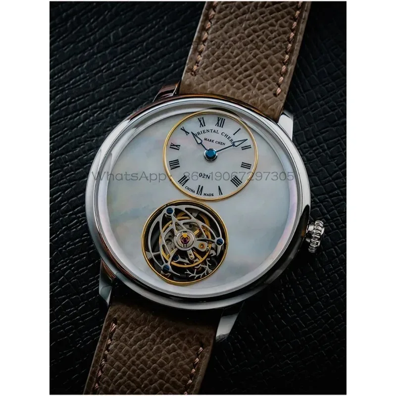 02N Mother Shell Flywheel Flying Tourbillon Mechanical Watch