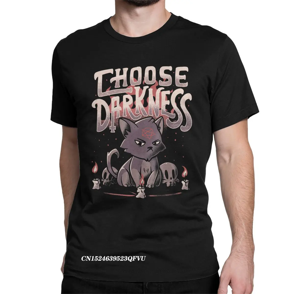 

Novelty Choose Darkness Cute Evil Cat Tee Shirt Men Women Cotton Tshirt Japanese Retro Kaiju Satan Harajuku Tees Printing Top