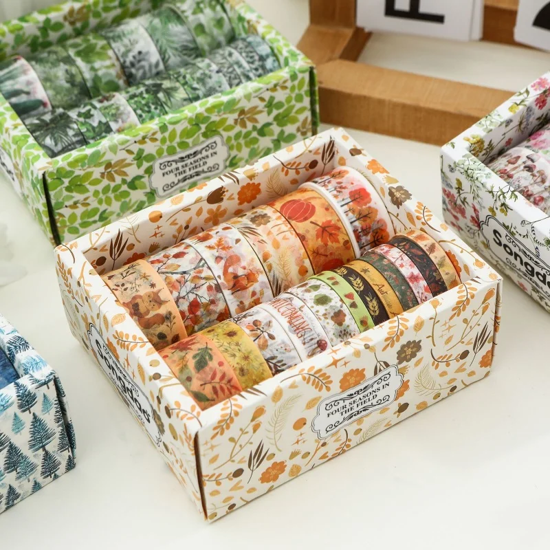 18 Rolls Four Seasons Themed Plants Flowers Washi Tape Holiday DIY Photo Album Greeting Card Gift Box Exquisite Decoration