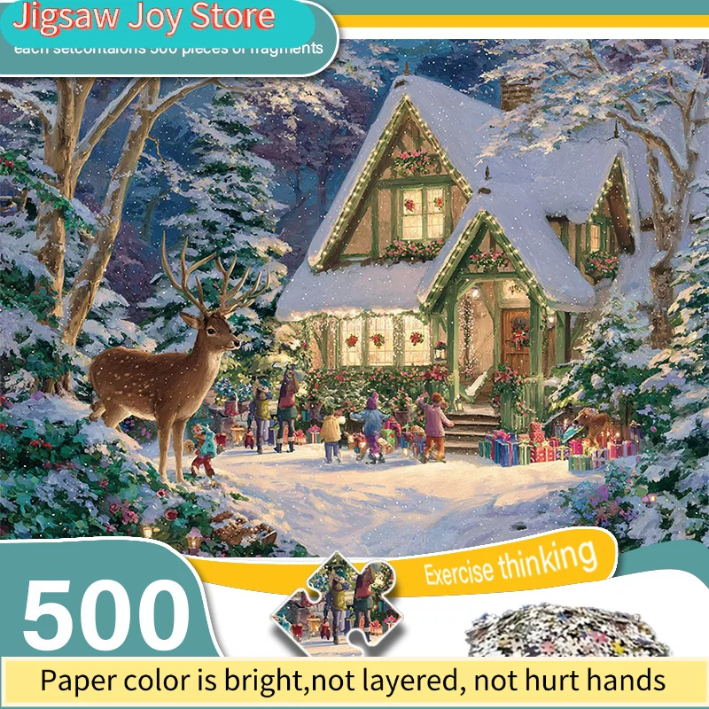 

A Box of A Mini Puzzles Featuring a Christmas Snow House Design for Adults - Scratch-Resistant, Challenging, And Suitable for