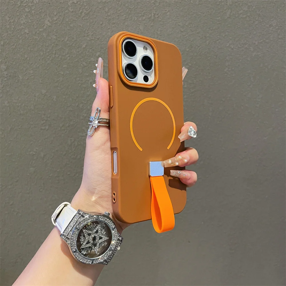 ソフトシリコンストラップ マグネット式 MagSafe対応 iPhone 17 14 15 16 Pro Max 13 12 11 ワイヤレス充電対応 クラッシュカバー